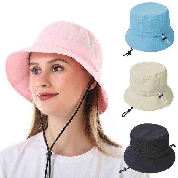 Ruoshui 2021 Primavera Estate Donna Nuova protezione Uv Bucekt Cappello Panama Ragazza Solid Outdoor Beach Cap Donna Copricapo Berretti Gorros G220311