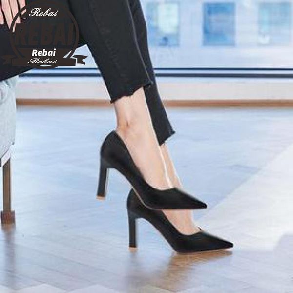 

high heels women winter brand shoes pearl fashion point toe thin soft dress autumn female wedding pumps, Black