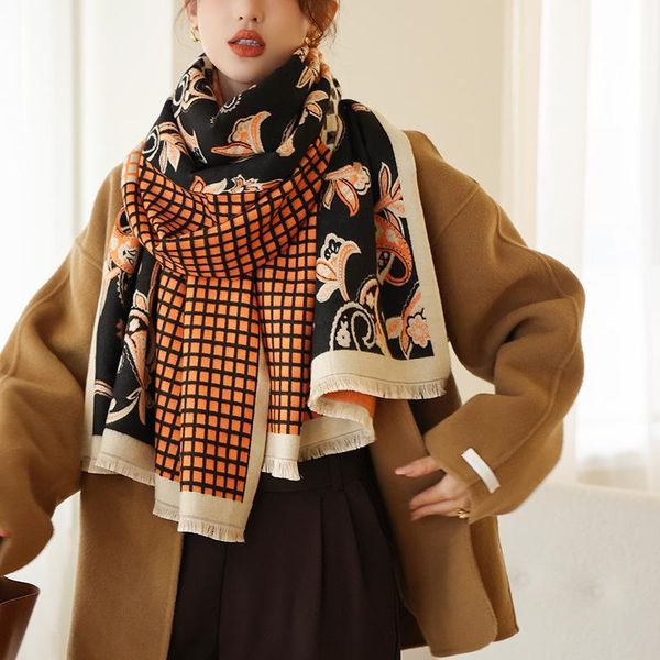 

scarves 2021 cashmere scarf women luxury design cashew nut print fashion decoration warm thick bufanda shawl wrap pashmina, Blue;gray