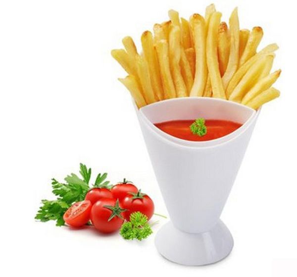 

home kitchen potato tool tableware 2 in 1 french fry cone with dipping cup fries salad bowl bowls