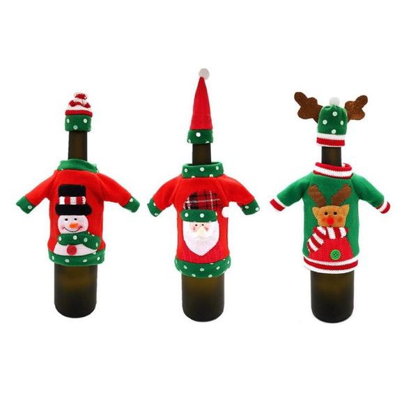 

storage bags christmas wine cover dinner table decoration red bag non woven fabric lovely gift festival set