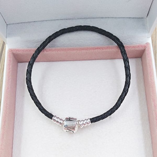 Ciondoli caldi forniture per la creazione di gioielli Hary Poter stile boho 925 bracciali per coppie in argento sterling per donna uomo ragazza set braccialetto regalo di compleanno in pelle nera HP0029-17