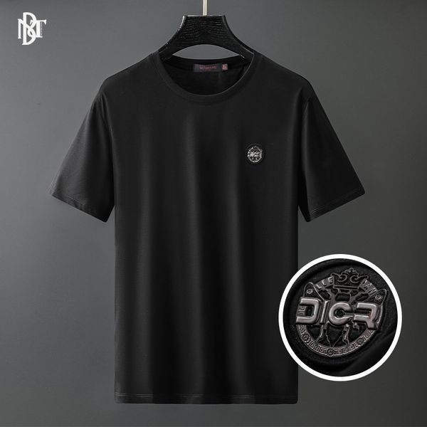 

t shirt tuishang men's clothing - 2021 summer european fashion brand light luxury mercerized cotton concave convex embossed round neck, White;black