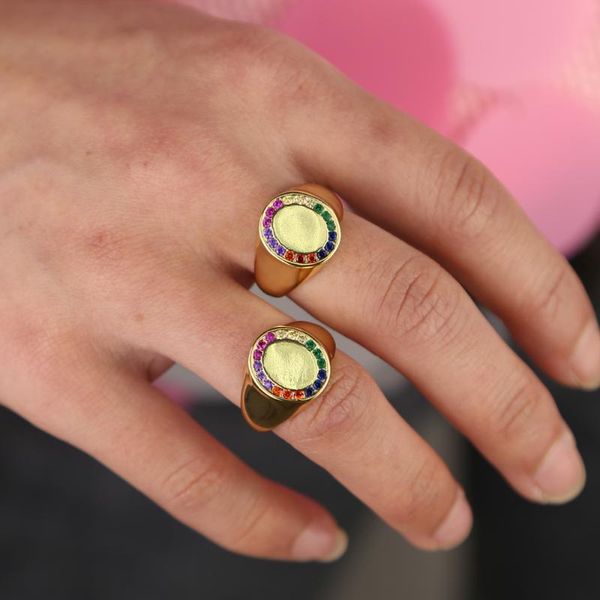 

wedding rings gold rainbow cz colorful women men vintage ring punk classic 2021 arrived fashion jewelry, Slivery;golden