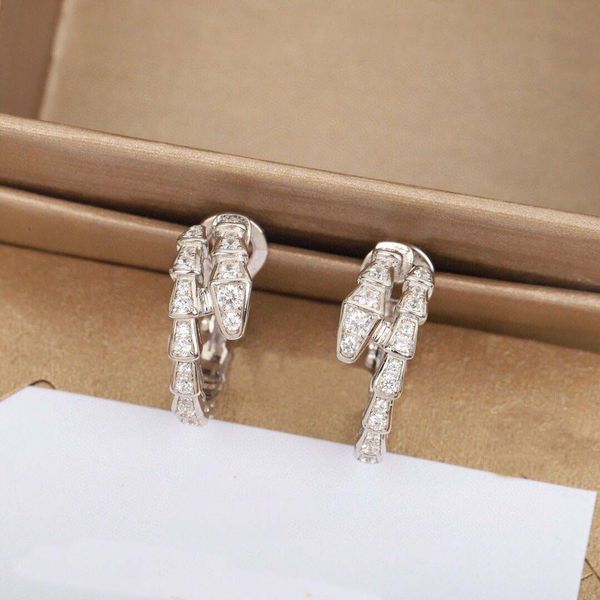 Orecchini pendenti con ciondolo a forma di serpente in argento S925 di alta qualità con diamanti in due colori placcati per regalo di gioielli da sposa per donna con timbro sulla scatola PS3242A
