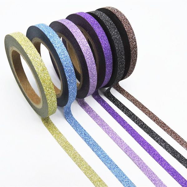 6 teile/satz Glitter Washi Tape Set Verschiedene Farben Japanische Schreibwaren Scrapbooking Dekorative Bänder Klebeband Qualität