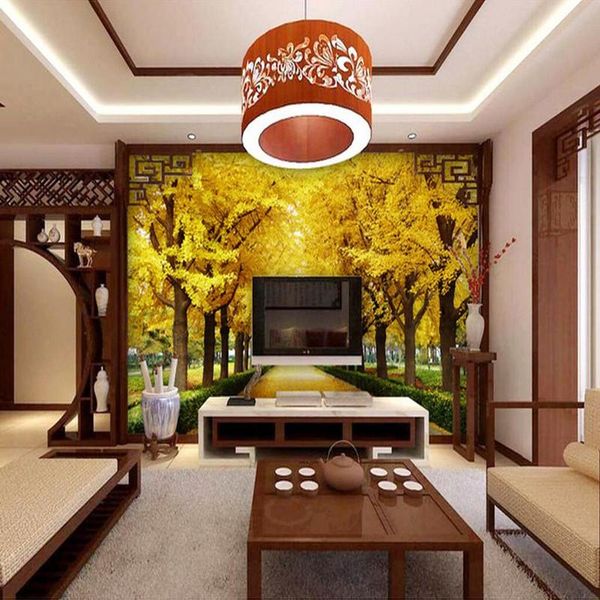

wallpapers 3d narure for living room bedroom walls murals gold forest po landscape street painting
