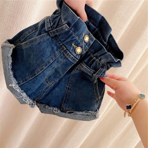

girls pants high waist all match jeans summer childrens clothing, Blue