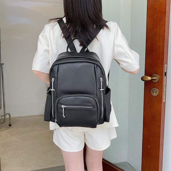 

summer fashion women backpack pu leather anti-theft university school bag all-match large-capacity travel