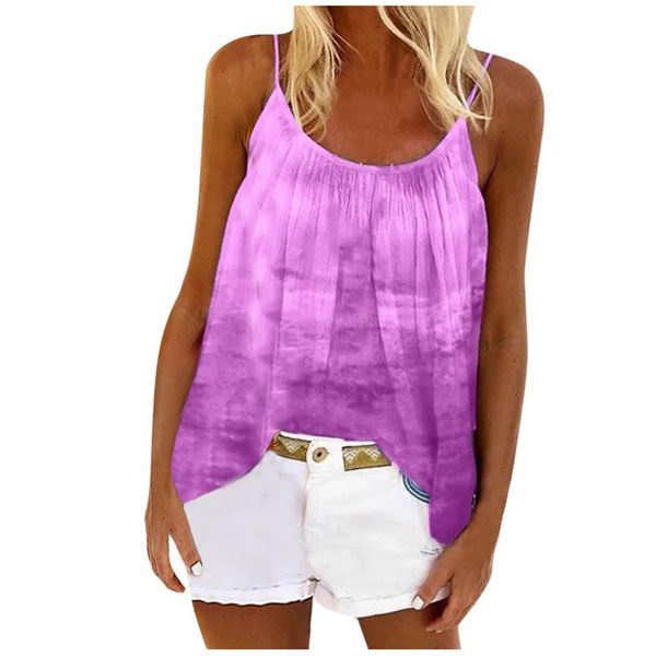 

women's tanks & camis fashion women casual camisole elegant leisuer crew neck tie-dye print o-neck sleeveless vest blouse #t3p, White