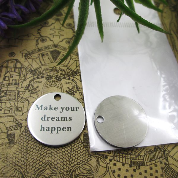 

40pcs--stainless steel charms"make your dreams happen" more style choosing diy pendants fo necklace, Bronze;silver