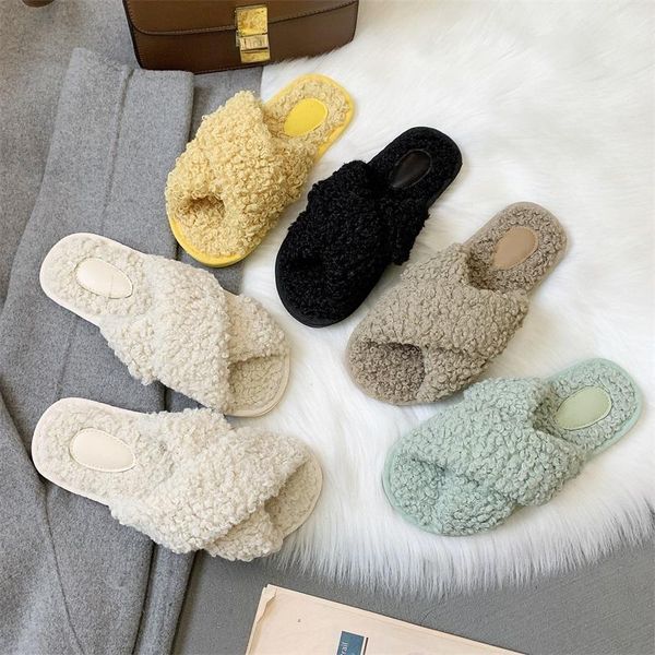 

winter women slippers flat with cross tied outside square toe student street elegant lady shoes plus size 41, Black