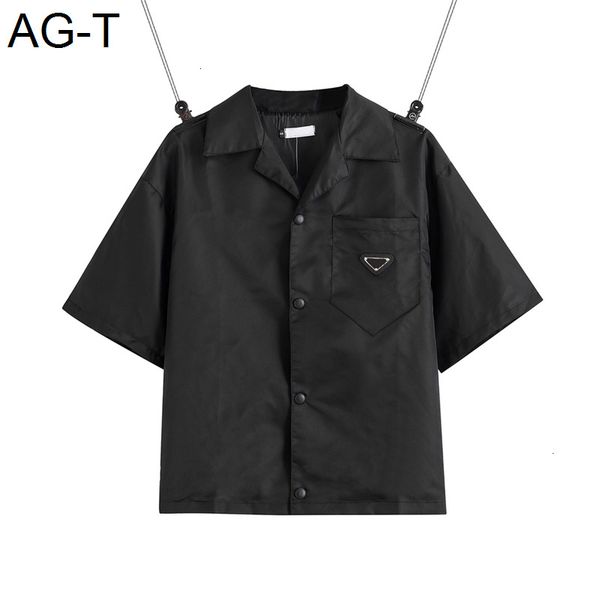 

2021 united states european womens and mens shirt casual brand short blouses classic inverted triangle loose imported high-quality nylon, White;black