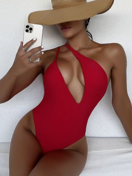

cut out one shoulder one piece swimsuit k8nb#, White;black