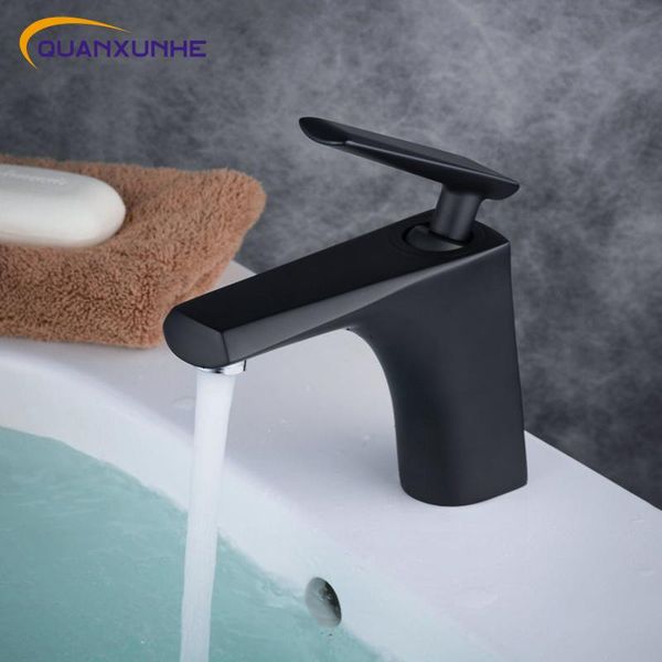

bathroom sink faucets quanxunhe basin faucet mixer white gold brass &cold single hole deck mounted wash water taps