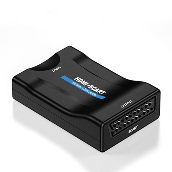 

audio cables & connectors 1080p -compatible to scart converter video upscale av signal adapter hd receiver tv dvd