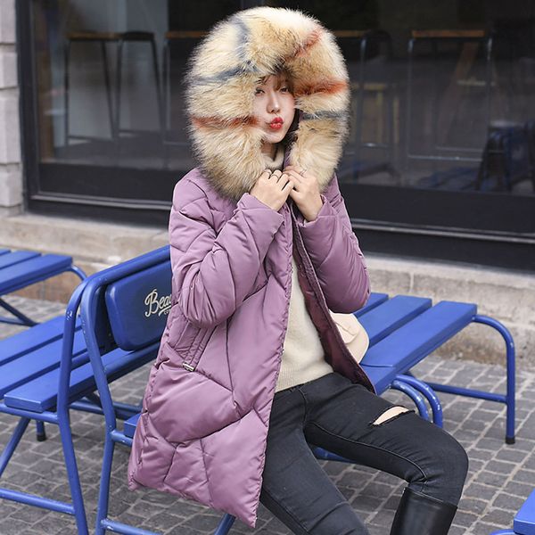 

pinkyisblack large fur hooded long parkas women's jacket outerwear female winter coat women, Black