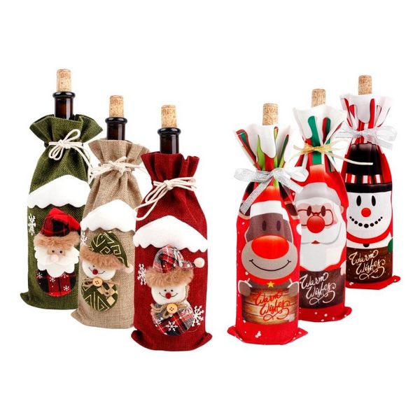 Capa de garrafa de vinho de Natal Feliz Natal decoração para casa 2021 Navidad Noel Enfeite de Natal Xmas Presente Feliz Ano Novo 2022 4TVK