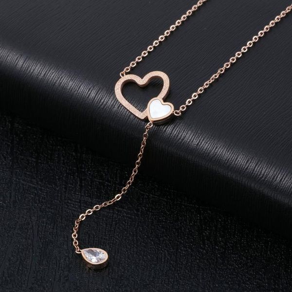 

pendant necklaces titanium steel love clavicle necklace women plated 18k rose gold jewelry wholesale, Silver