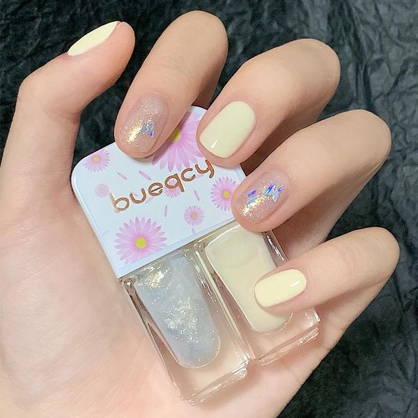 

in1 nail polish sequins quick drying lasting two color combination non-peelable blue purple lacquer for manicure art