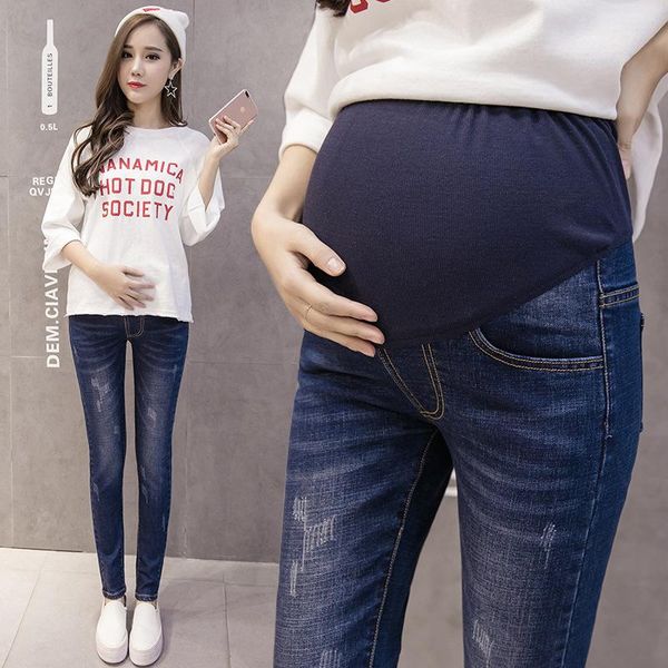 

maternity jeans pants for pregnant women high waist clothing pregnancy trousers premama lounge bottoms, White