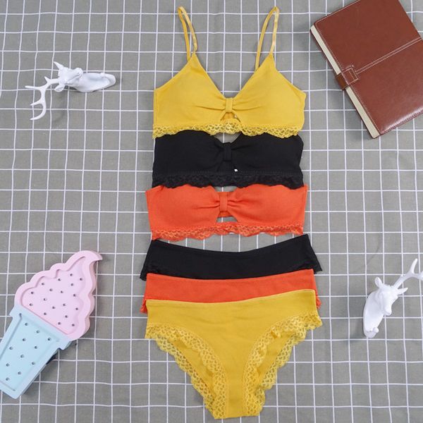 

bra set 2021 net red cotton lace women's underwear comfortable girlie, Red;black