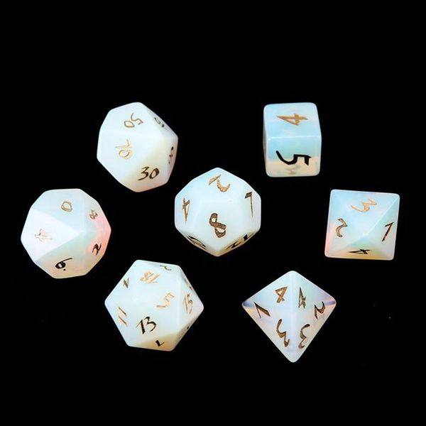 Synthese Opal Lose Edelsteine Gravieren Dungeons And Dragons Spiel-Zahlen-Würfel Maßgeschneiderte Stein Rollenspiel Spiel Polyeder Steine Würfel Set Ornament Großhandel