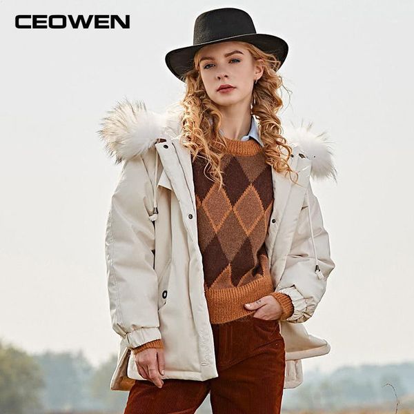 

women's down & parkas ceowen winter 2021 solid short thick hooded jacket ladies' fashion coat, Black