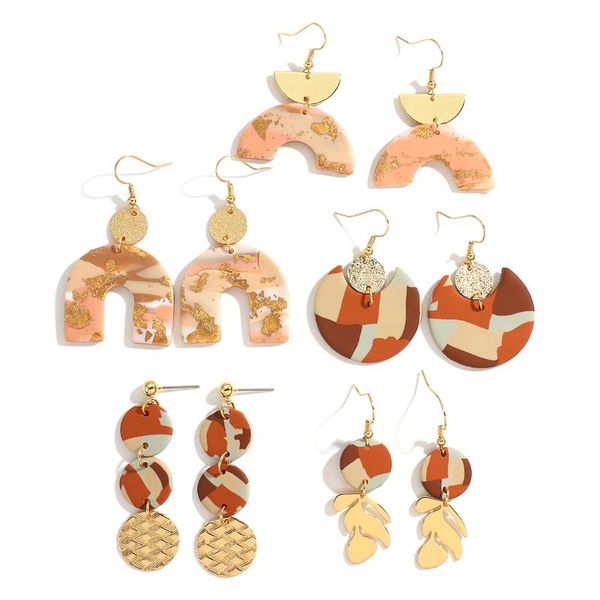 

dangle & chandelier aensoa colorful handmade polymer clay geometric drop earrings for women gold foil long pendant statement jewelry, Silver