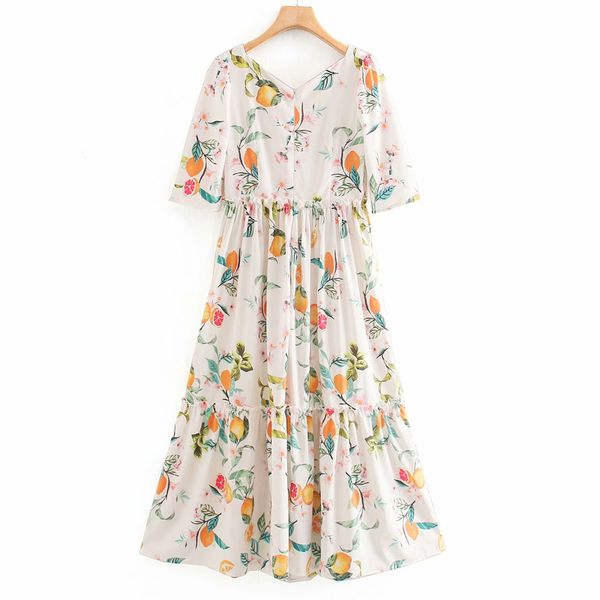 

dresses french retro square collar printed ruffles chic women's dresses harajuku fruit print waist leisure vacation female dress, Black;gray