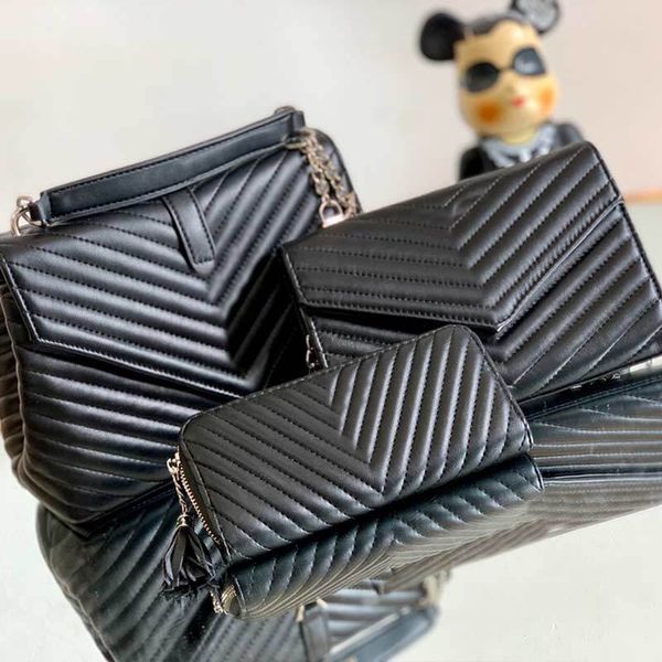 

black quilted bag fashion handbag crossbody woman envelope bags three piece flower bag lady shoulder bag chain wallet coin purse