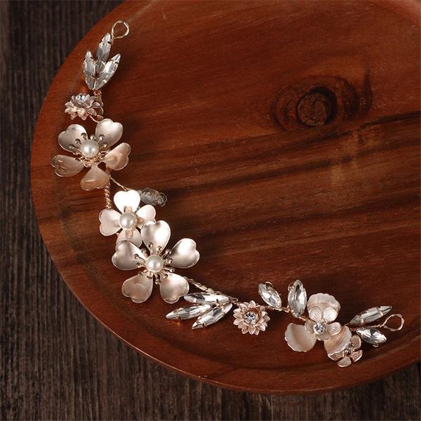 

hair clips & barrettes elegant bridal wedding accessories golden rhinestone freshwater pearl headdress girls, Golden;silver