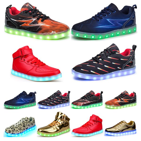 

casual luminous shoes mens womens big size 36-46 eur fashion breathable comfortable black white green red pink bule orange two 37