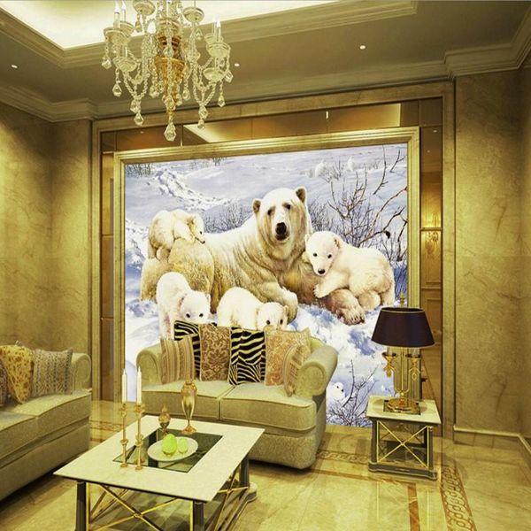 

wallpapers drop po wallpaper custom polar bear baby painting hd tv backdrop mural living room bedroom el