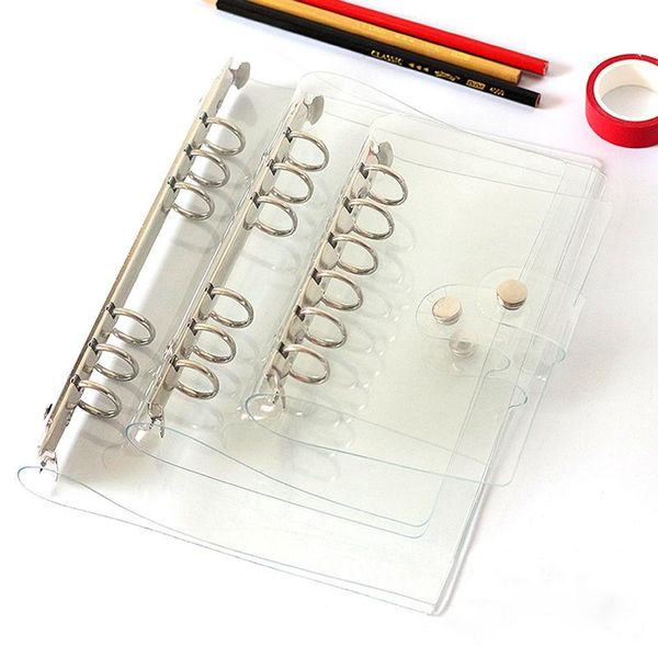 

a5 transparent loose leaf binder notebook inner core cover note book journal planner office stationery supplies notepads, Purple;pink