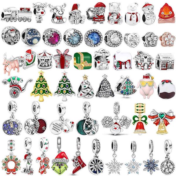 

pamela 925 sterling silver christmas collection charm santa claus bells bead diy for original pandora bracelet jewelry women