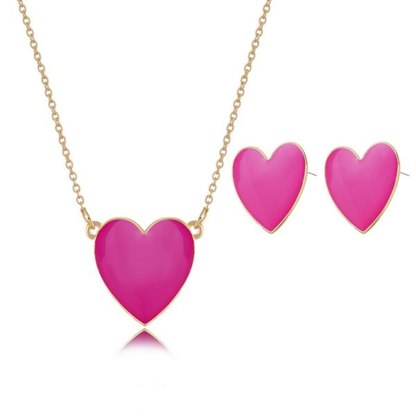 

earrings & necklace fashion jewelry ring set alloy drop oil multicolor heart shape item women, Silver