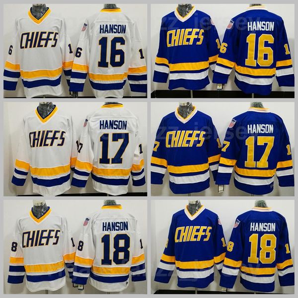

movie ice hockey 17 steve hanson jersey 16 jack 18 jeff all stitched blue away white sports brothers charlestown slap shigh quality, Black;red