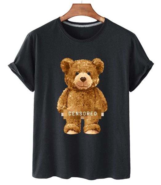 

women's t-shirt fashionable and cute bear couple loose short sleeve print large size versatile hip-hop logo summer 2021, White
