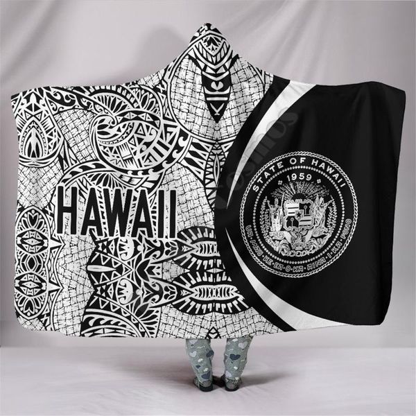 

blankets hawaii polynesian hooded blanket 3d printed cozy soft throw women men wearable 02