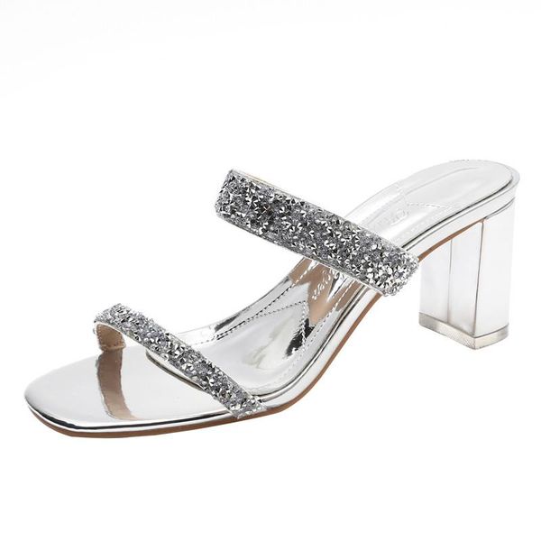 

dress shoes fadeshi women's high heels 2022 spring summer rhinestone round platform nightclub party sandals size 34-40, Black