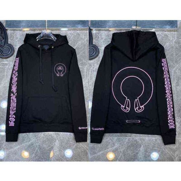 

quality classic hoodie autumn winter ch luxury fashion sweatshirts designer mens zipper sweater horseshoe phantom cross print hooded woman, Black