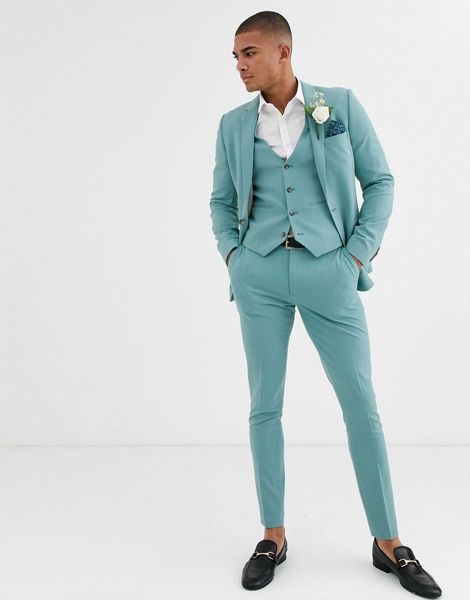 

men's suits & blazers suits on beach 2021 of mint green jacket for men wedding tuxedos closed lapels ball suit 3 pieces (jacket + pants, White;black