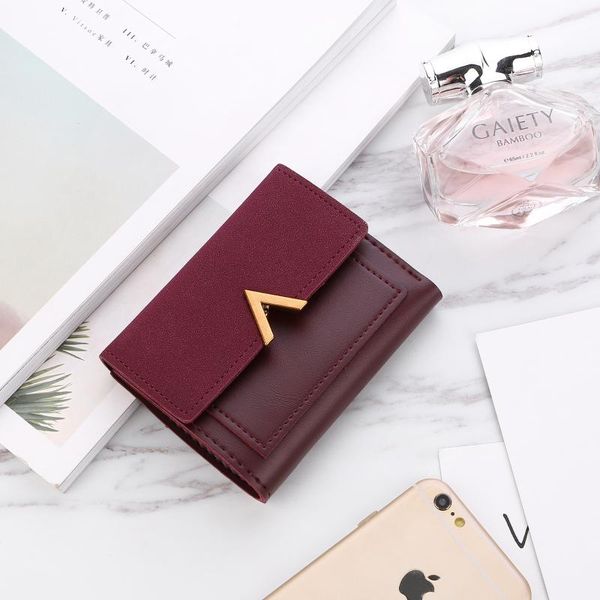 

style wallet dull polish flip short women's purse fashion wallets, Red;black