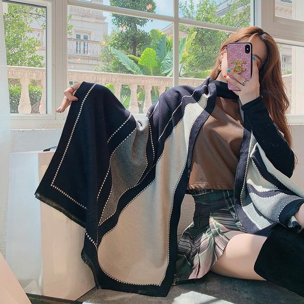 

scarves arrival fashion autumn winter work style plaid scarf women warm elegant cute fresh vintage tassel big shawl, Blue;gray