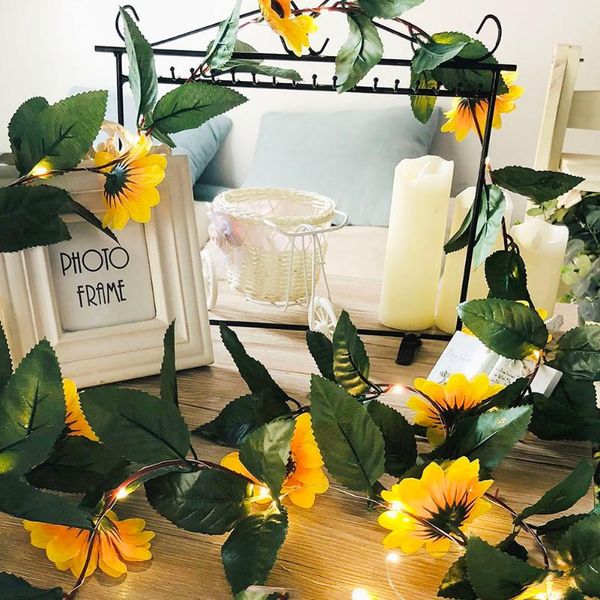 

strings string lights led green vine sunflower fairy garland lamps feastival decoration home holiday light wedding room