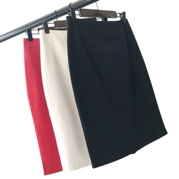 

mid high waist semi womens skirt spring summer large size short office lady elastic bodycon black