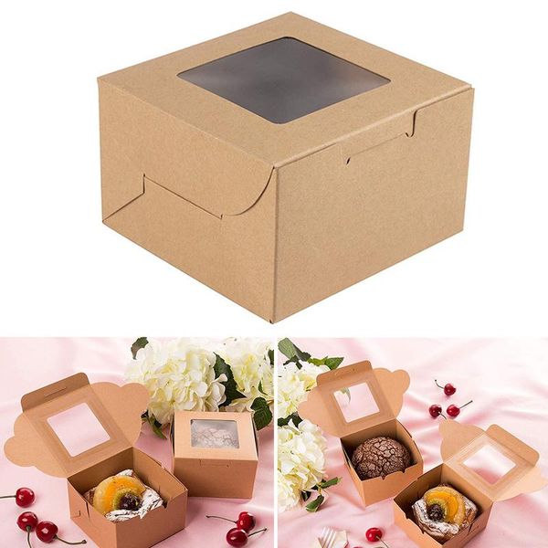 

egg yolk cake packaging box window kraft paper for c1 gift wrap