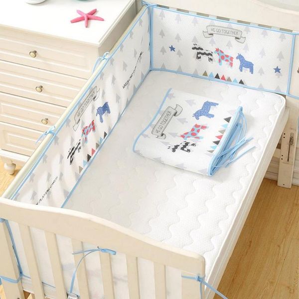 

bedding sets 4pcs breathable summer baby bumper collision mesh half around crib set cartoon printing safety rails