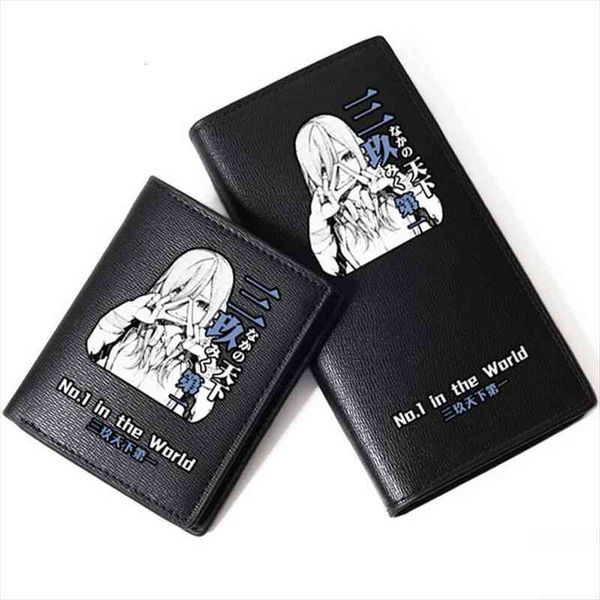 

anime the quintessential quintuplets nakano miku kawaii women long purse pu leather wallet id card holder girl coin, Red;black